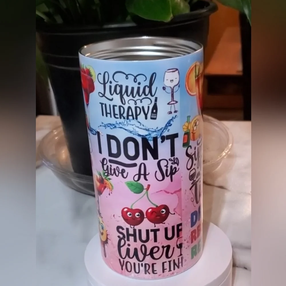 Liquid Therapy Funny Quotes 4 in 1 Can Cooler 14oz Tumbler 🎉sale